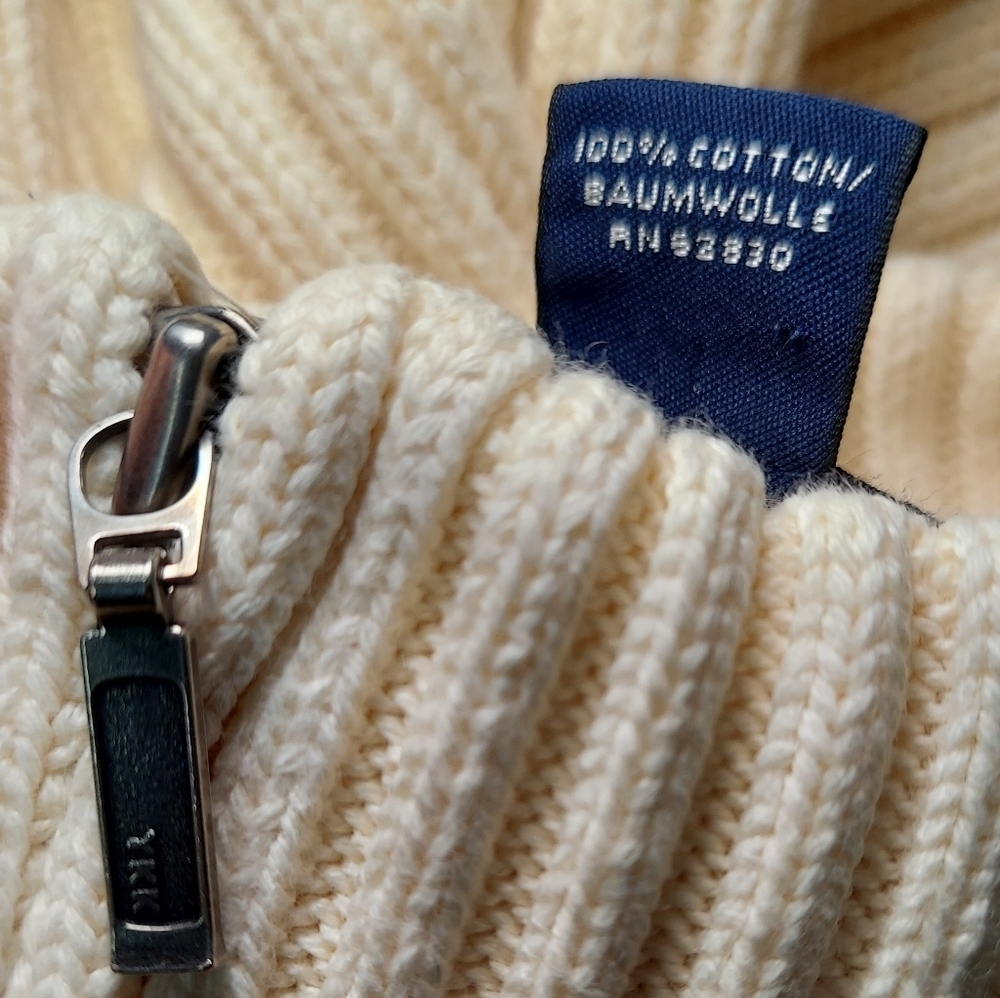 EUC Cream Cable Knit Quarter Zip Fisherman Sweater - Picture 5 of 6